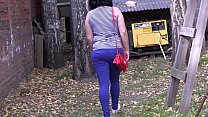 A brunette on the street talking on the phone and fucks anal. A bottle in a juicy ass and peeping for masturbation in a public park.