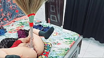 Pakistani maid multiple orgasm while masturbating with broom (phool jhadu)